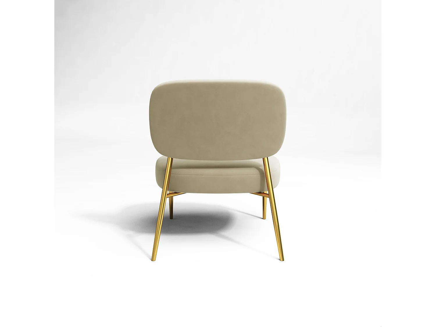 Fauteuil velours beige pieds or chrome