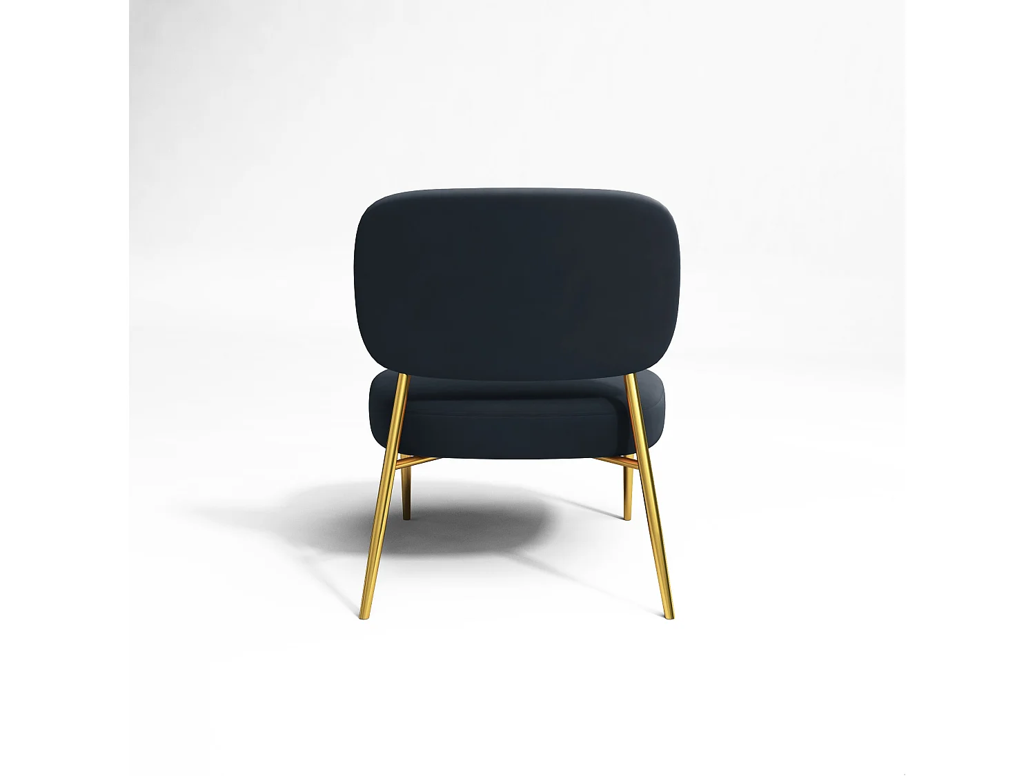 Fauteuil velours bleu saphir pieds or chrome