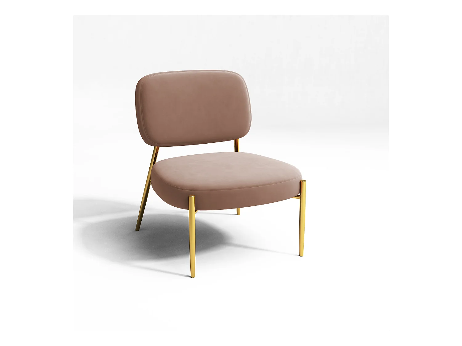Fauteuil velours rose vintage pieds or chrome