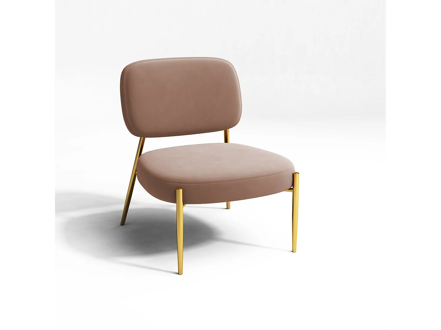 Fauteuil velours rose vintage pieds or chrome