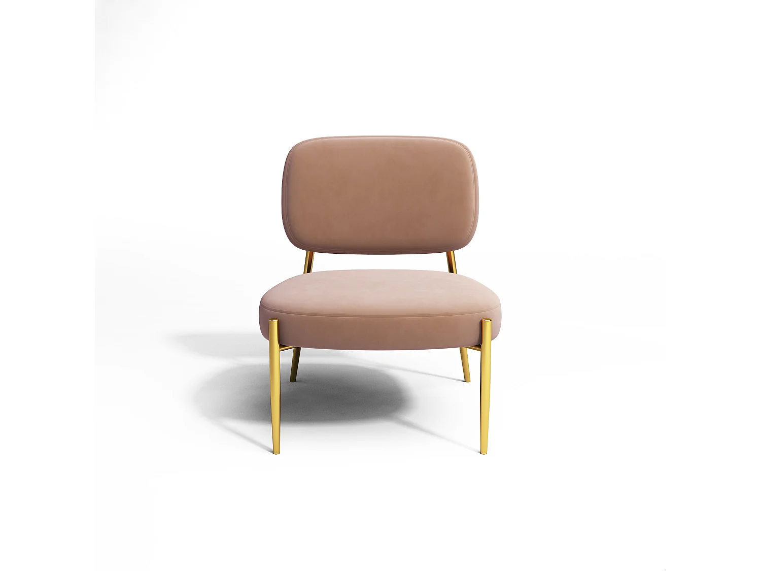 Fauteuil velours rose vintage pieds or chrome