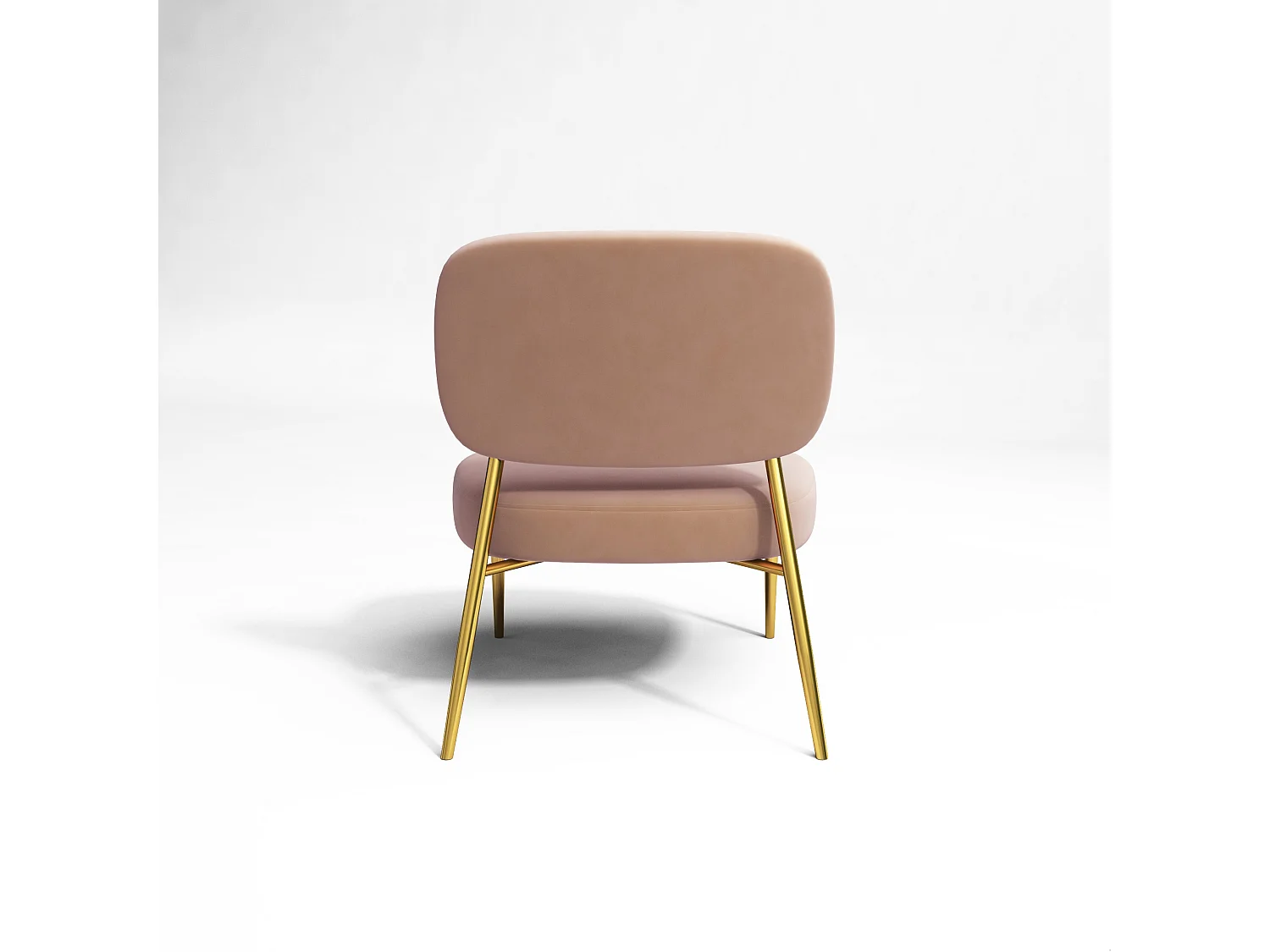 Fauteuil velours rose vintage pieds or chrome