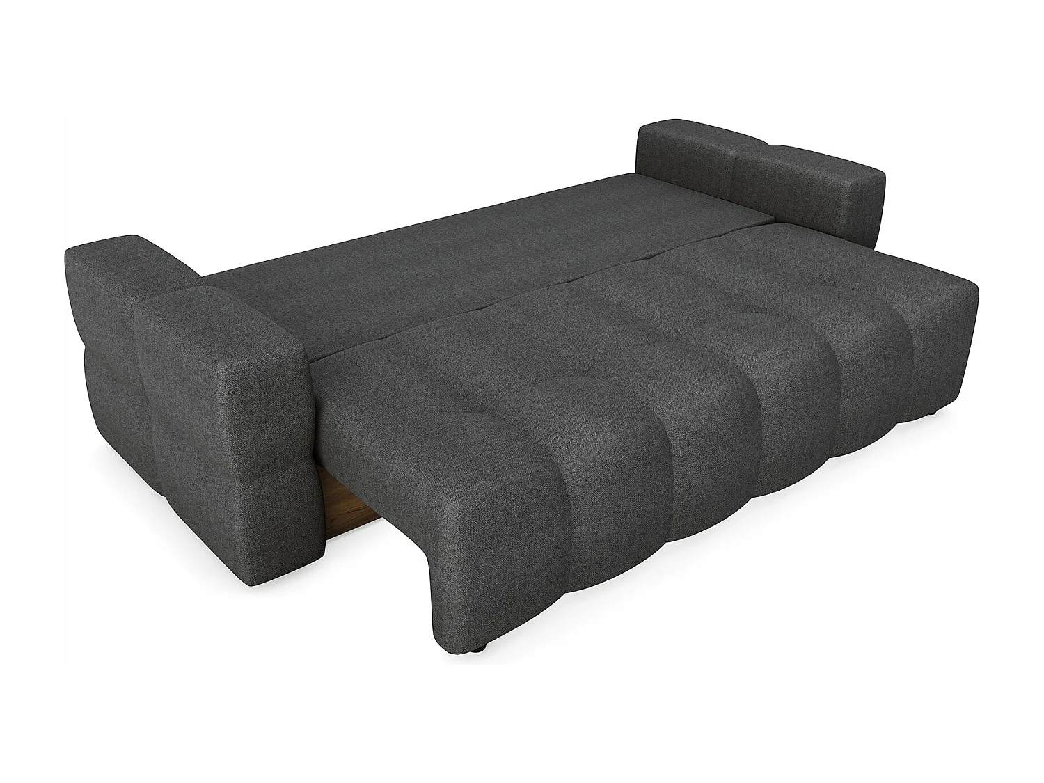 Canapé 4 places convertible coffre noyer tissu tramé gris anthracite GABRIEL