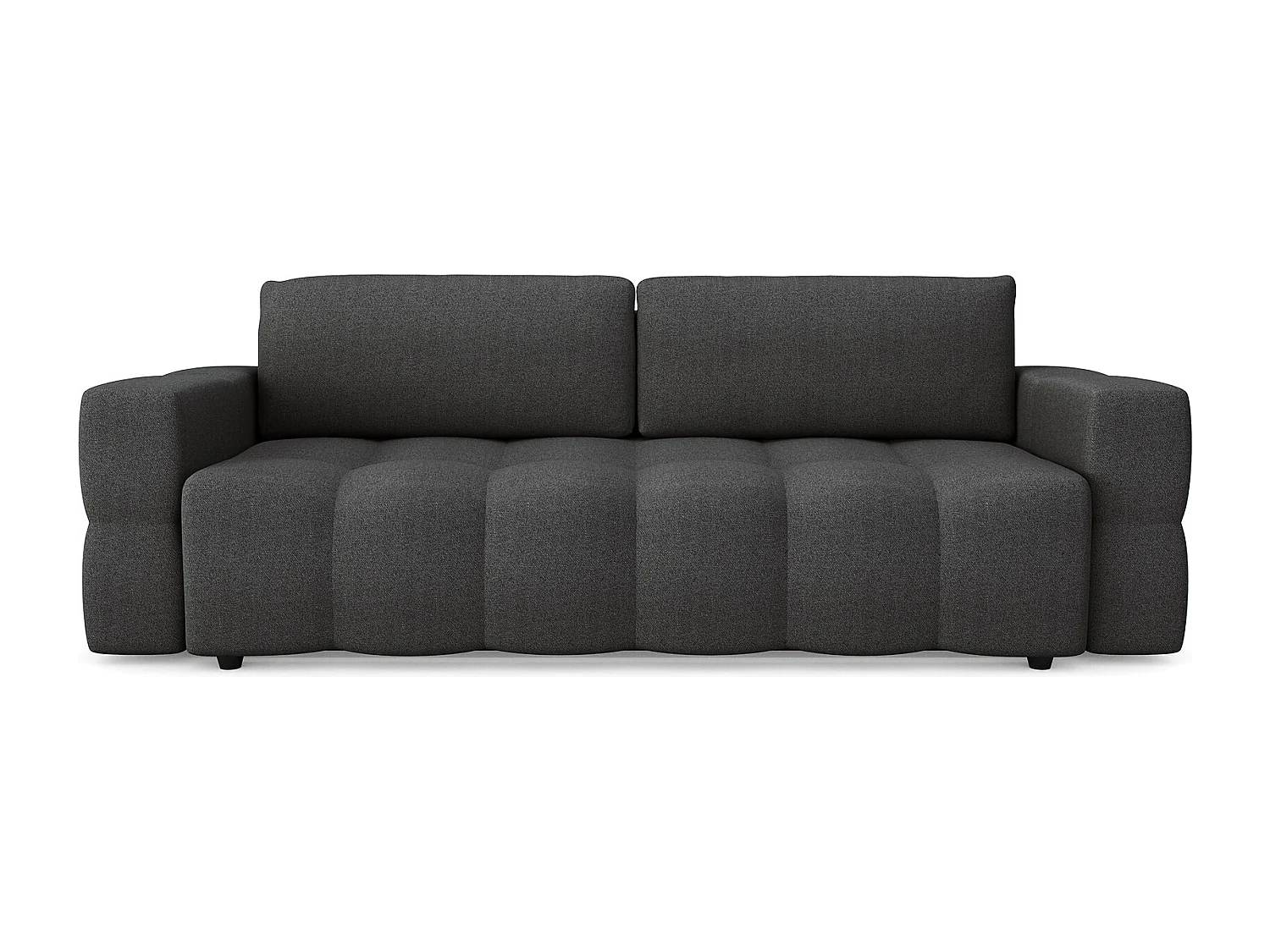 Canapé convertible coffre noyer 4 places GABRIEL en tissu tramé gris anthracite