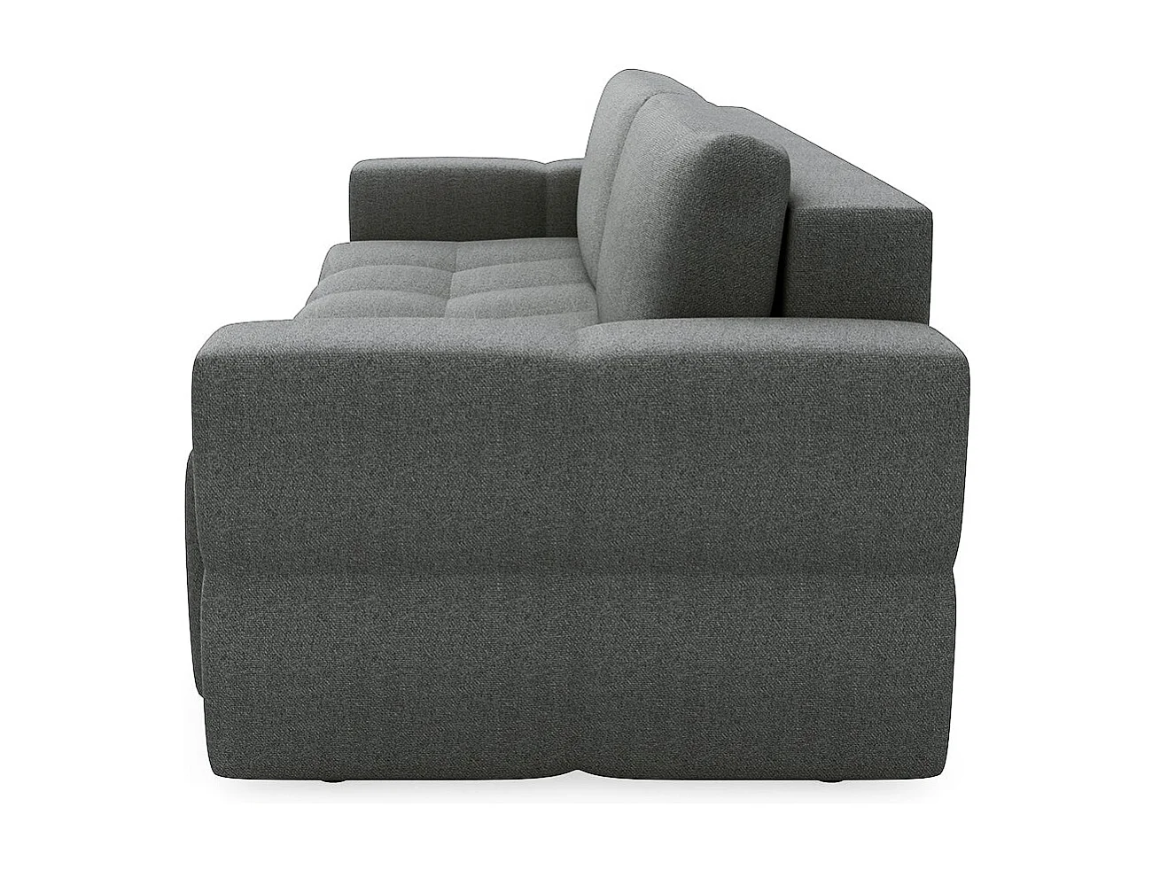 Canapé convertible coffre noyer 4 places GABRIEL en tissu tramé gris anthracite