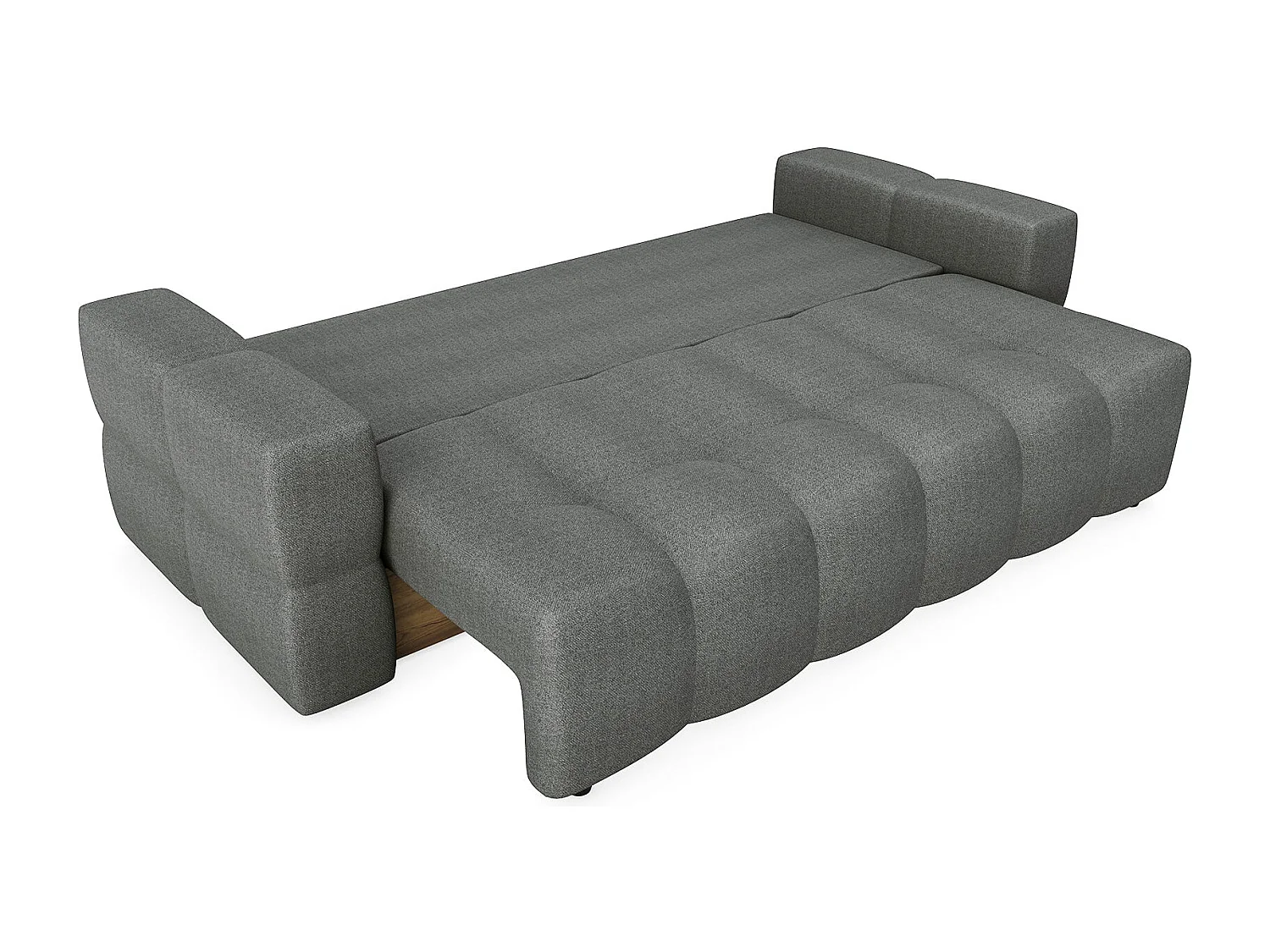 Canapé convertible coffre noyer 4 places GABRIEL en tissu tramé gris anthracite