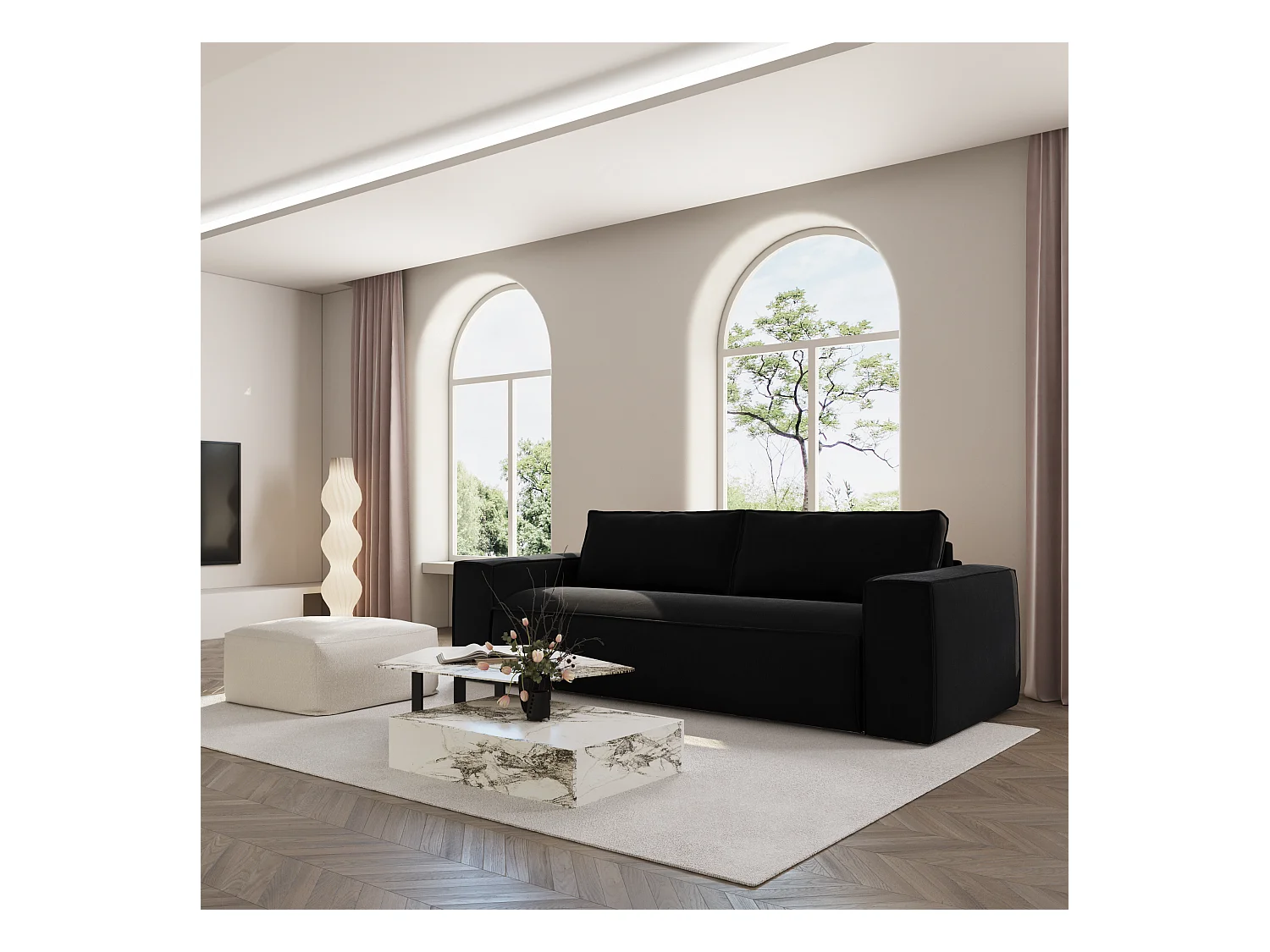 Canapé convertible express dunlopillo velours Anthracite foncé 160cm