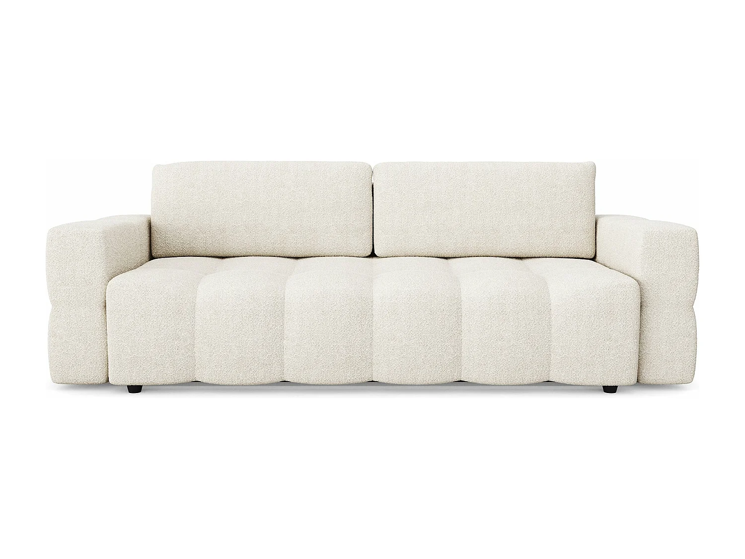 Canapé 4 places convertible coffre noyer bouclette crème GABRIEL