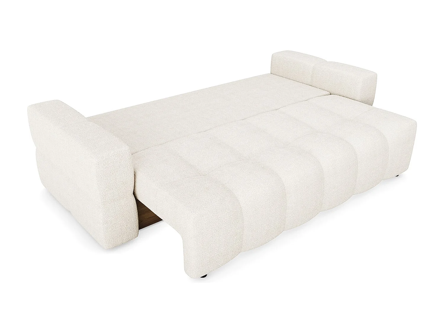 Canapé 4 places convertible coffre noyer bouclette crème GABRIEL