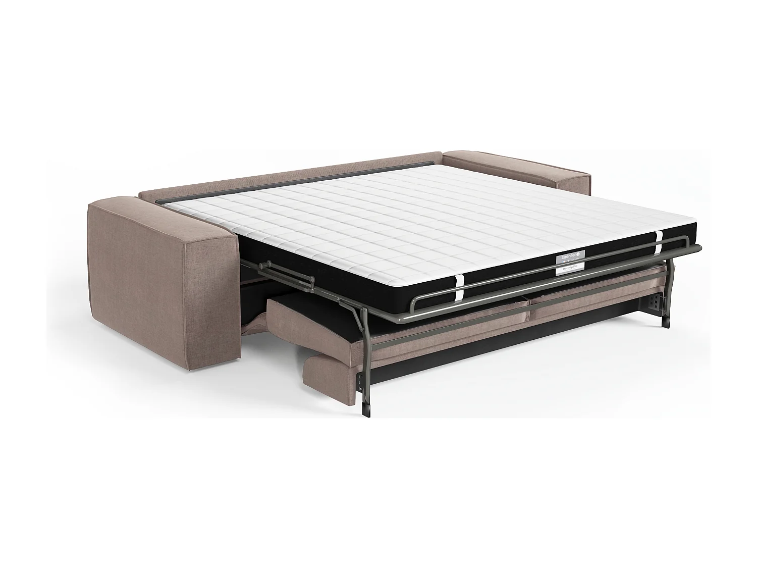 Canapé convertible express matelas Dunlopillo 160cm 3 places JOAN en velours taupe