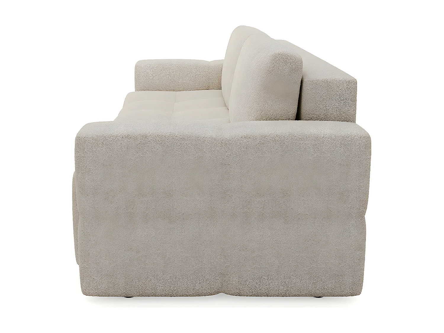 Canapé 4 places convertible coffre noyer bouclette beige GABRIEL