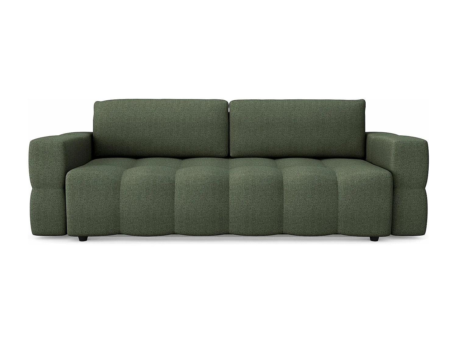 Canapé 4 places convertible coffre noyer tissu tramé vert olive GABRIEL
