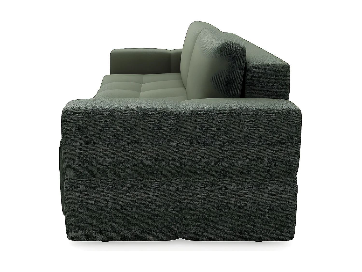 Canapé 4 places convertible coffre noyer tissu tramé vert olive GABRIEL