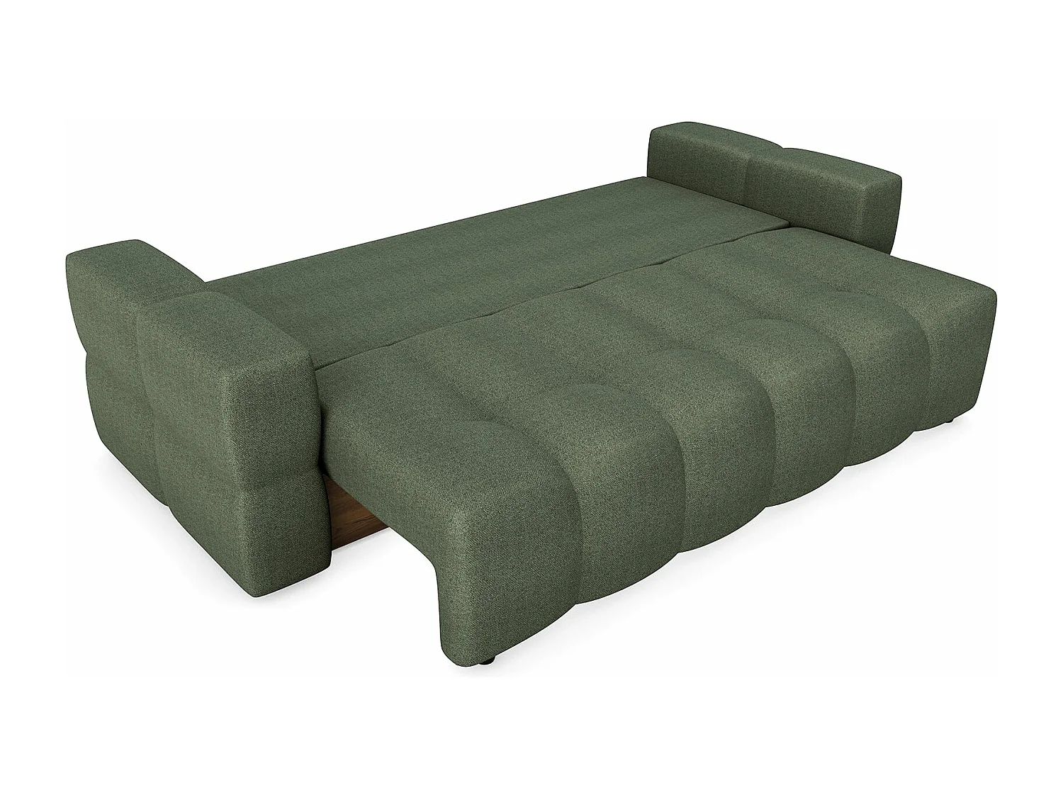 Canapé 4 places convertible coffre noyer tissu tramé vert olive GABRIEL