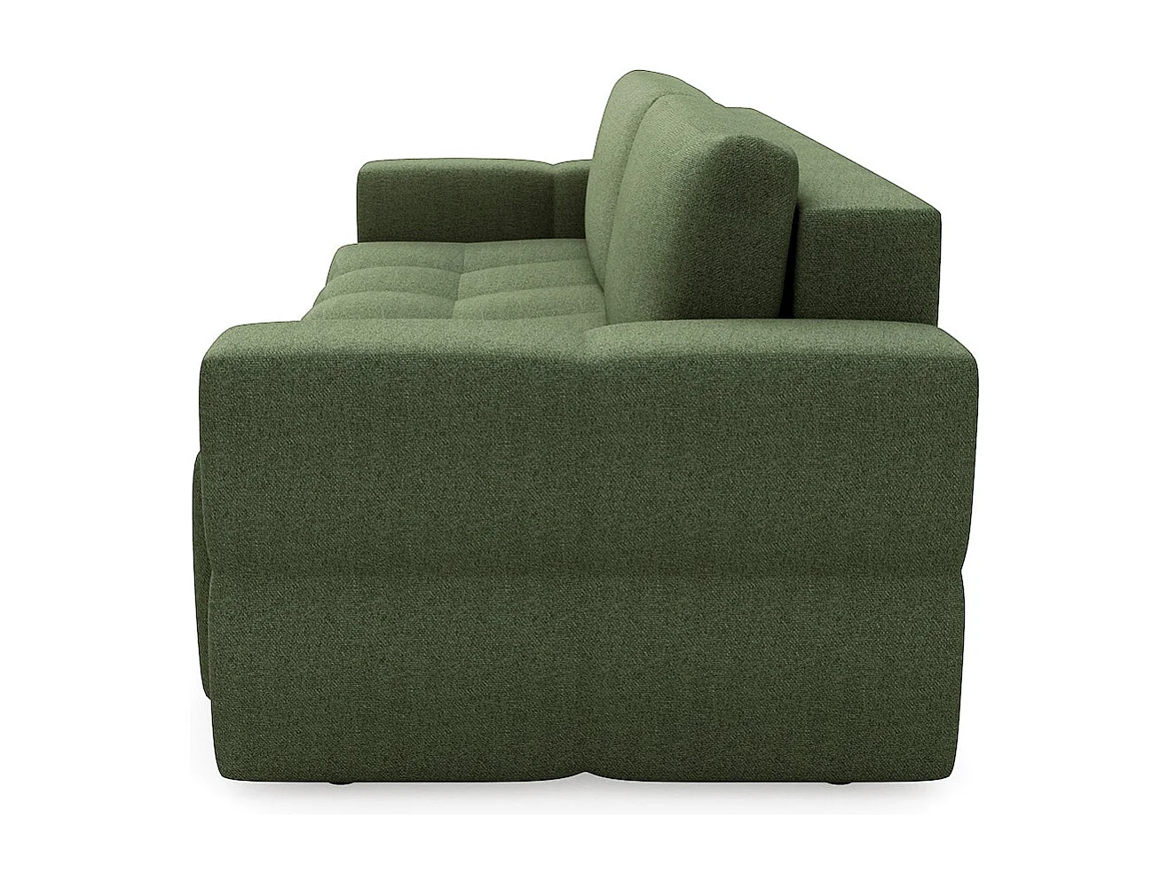 Canapé convertible coffre noyer 4 places GABRIEL en tissu tramé vert olive