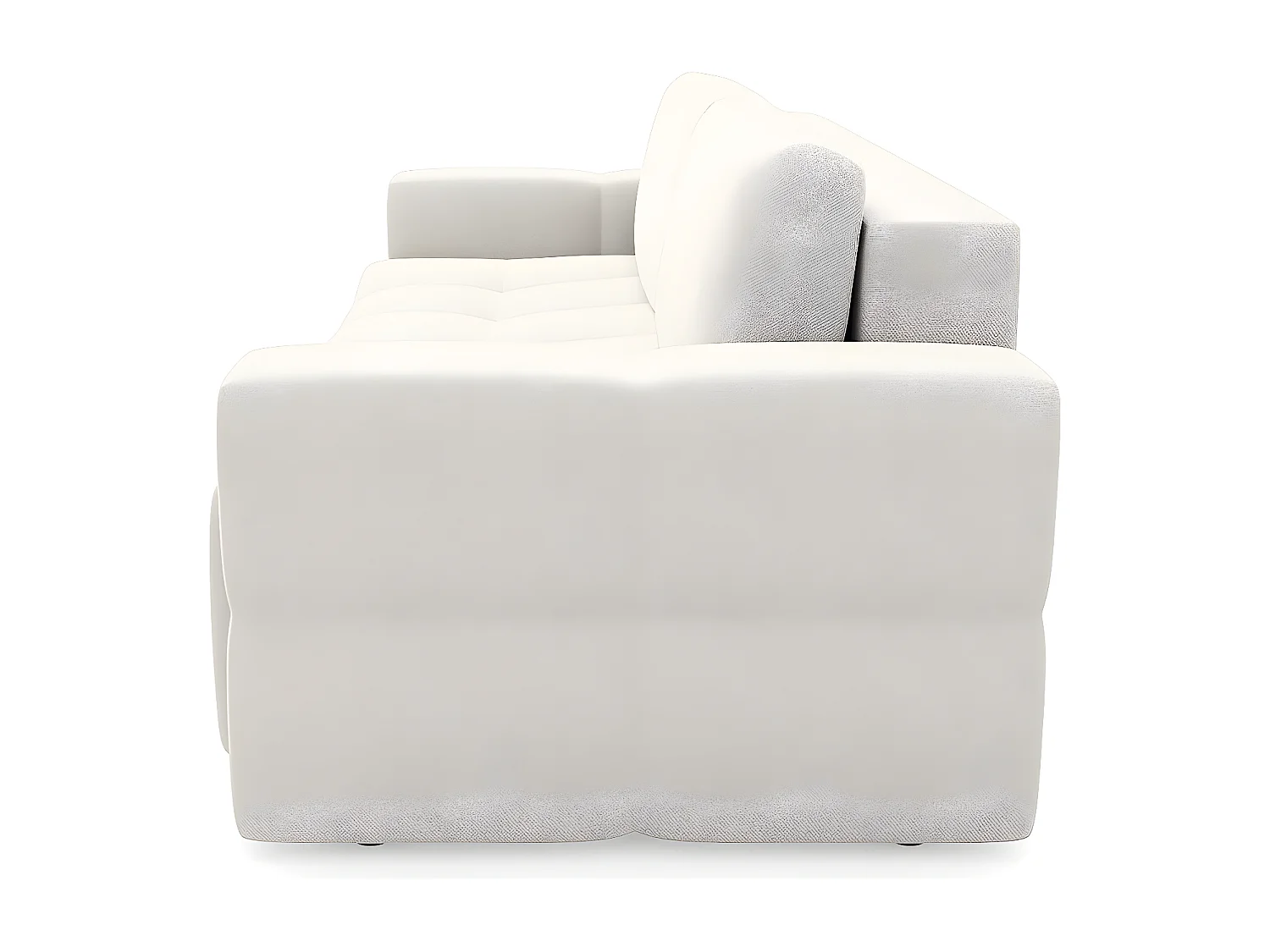 Canapé 4 places convertible coffre noyer tissu tramé crème GABRIEL