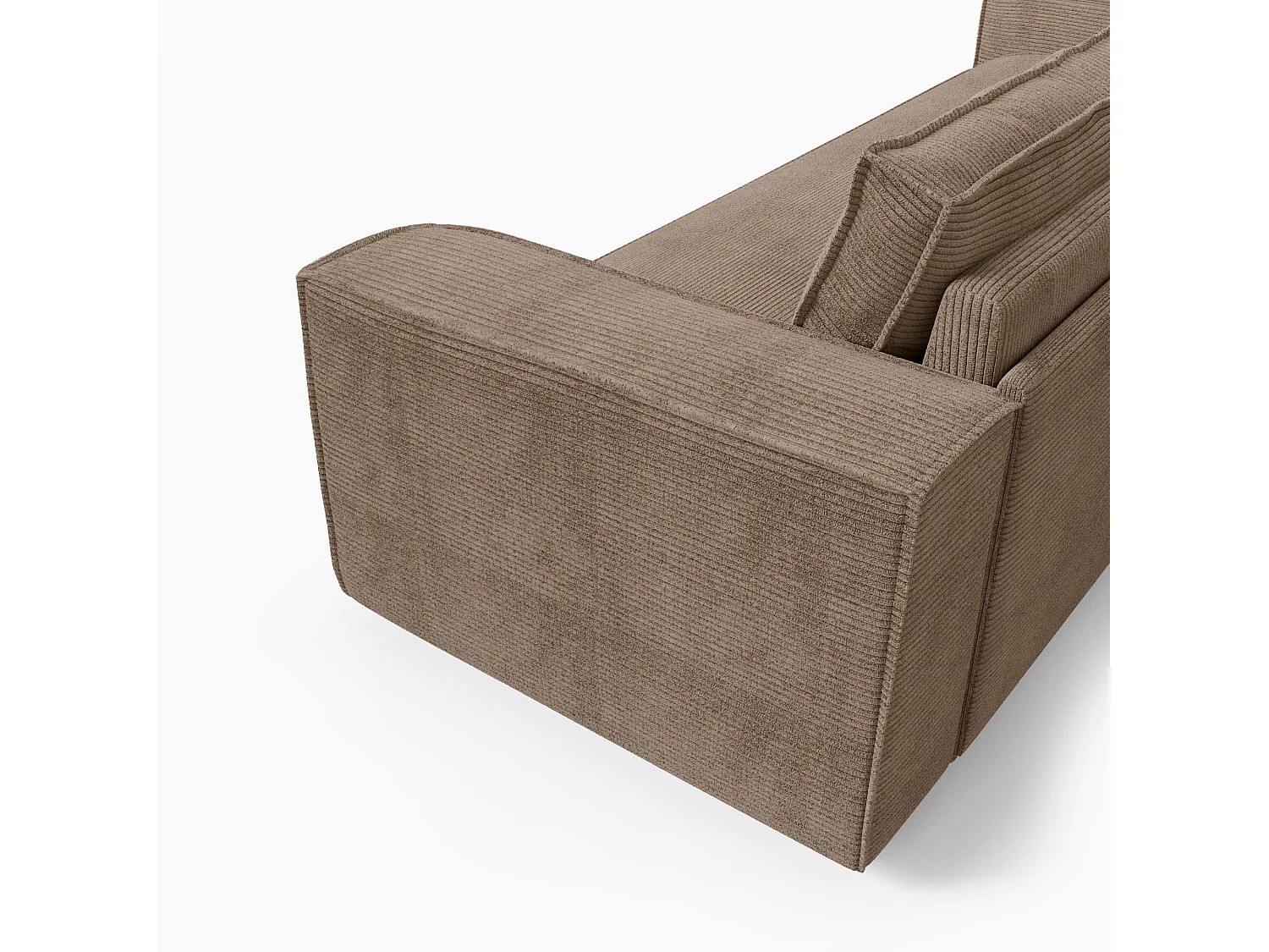 Canapé convertible express 3 places en velours côtelé taupe longueur 216cm JOAN