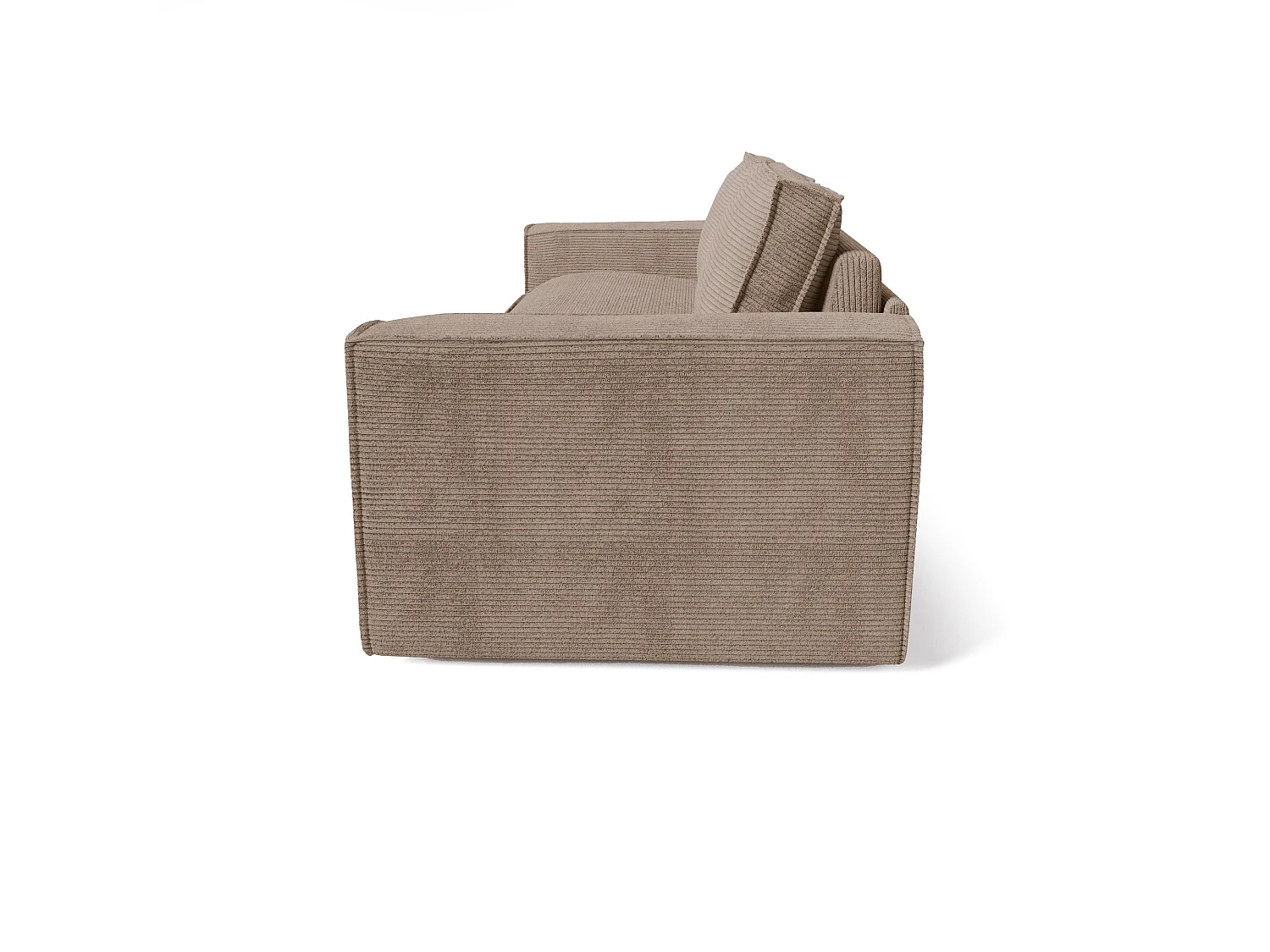 Canapé convertible express 3 places en velours côtelé taupe longueur 237cm JOAN