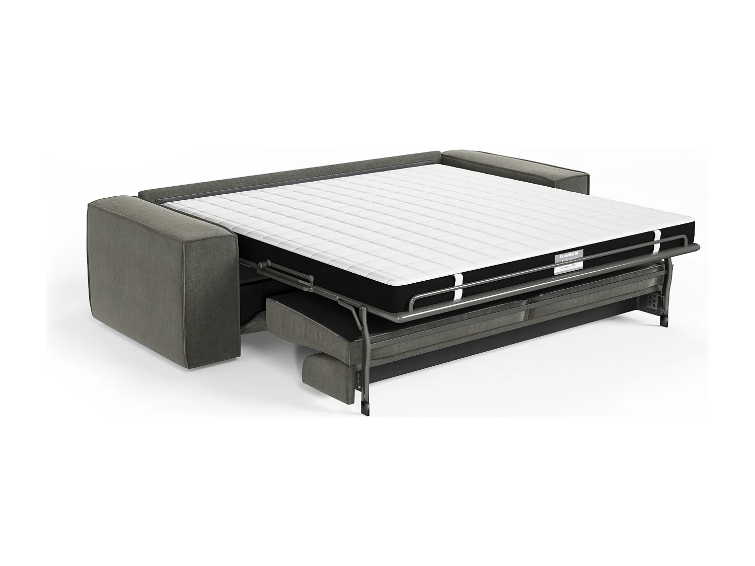Canapé convertible express matelas Dunlopillo 160cm 3 places JOAN en velours gris graphite