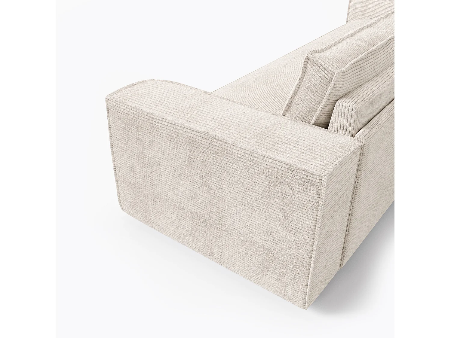 Canapé convertible express matelas Dunlopillo 160cm 3 places JOAN en velours côtelé crème