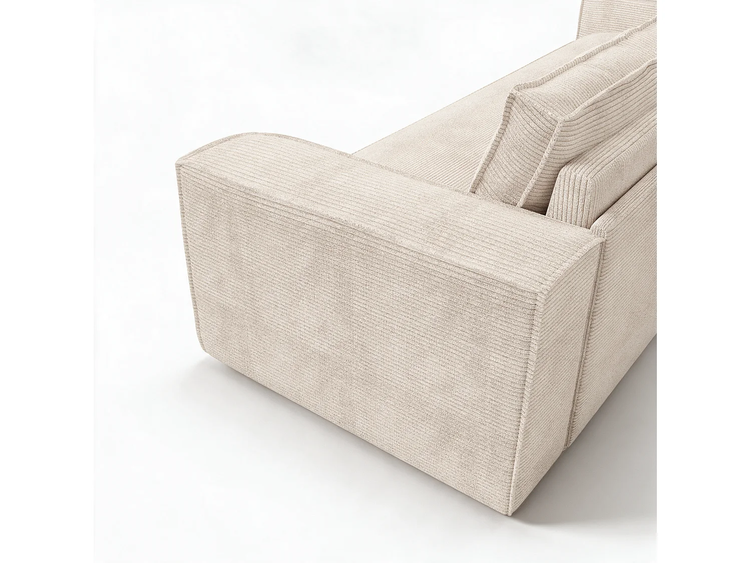 Canapé convertible express 3 places en velours côtelé crème longueur 237cm JOAN