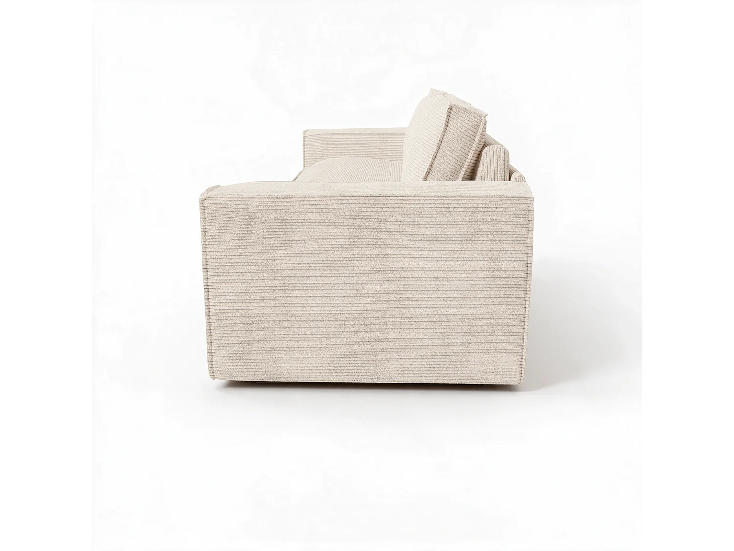 Canapé convertible express 3 places en velours côtelé crème longueur 237cm JOAN