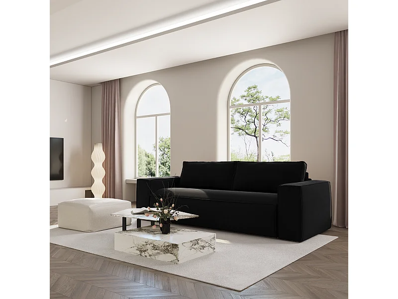 Canapé convertible express dunlopillo velours Anthracite foncé 140cm JOAN