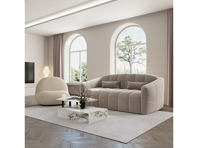 Canapé convertible express dunlopillo velours taupe 140cm NORA