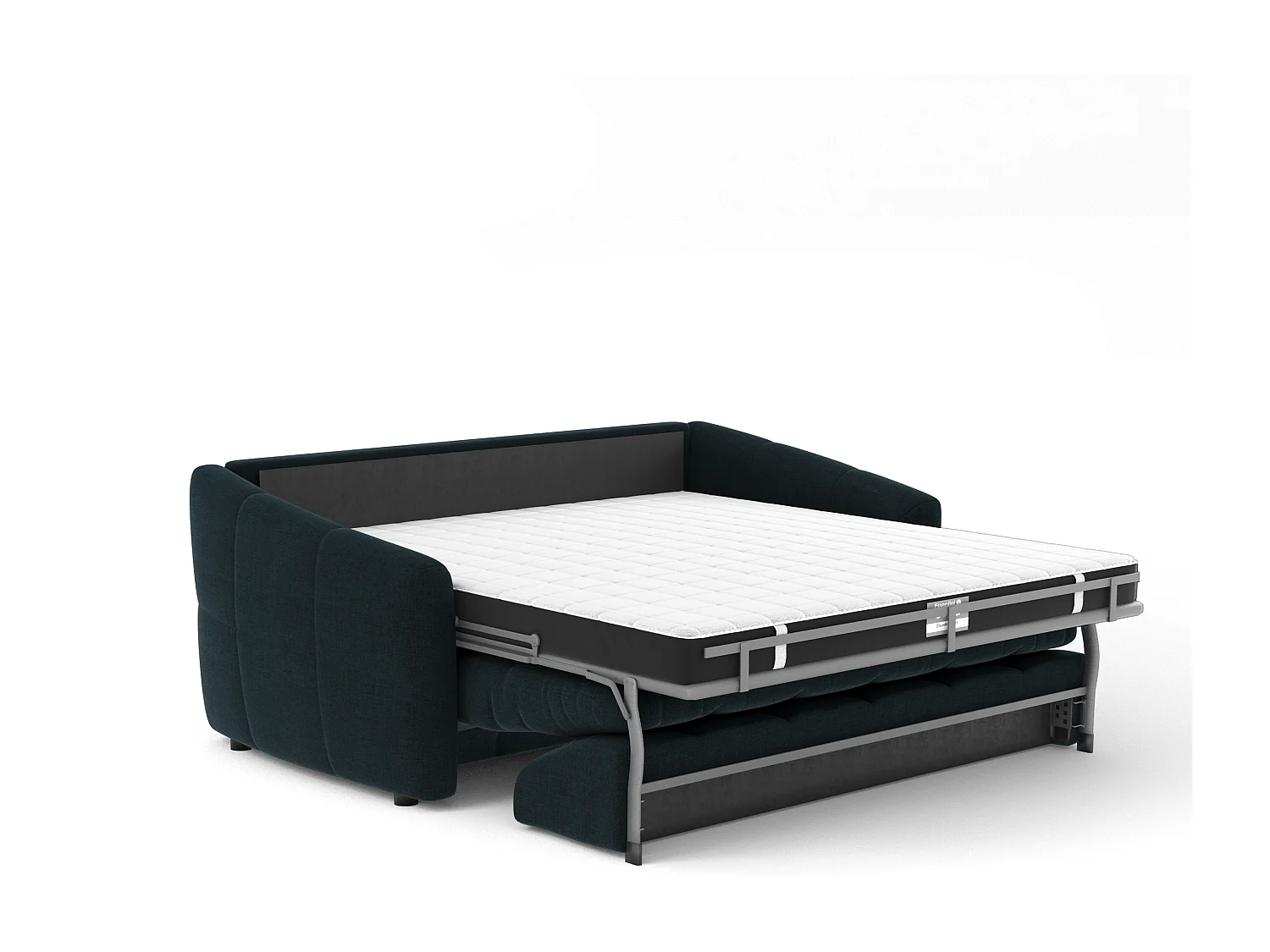 Canapé convertible express dunlopillo velours bleu paon 160cm NORA