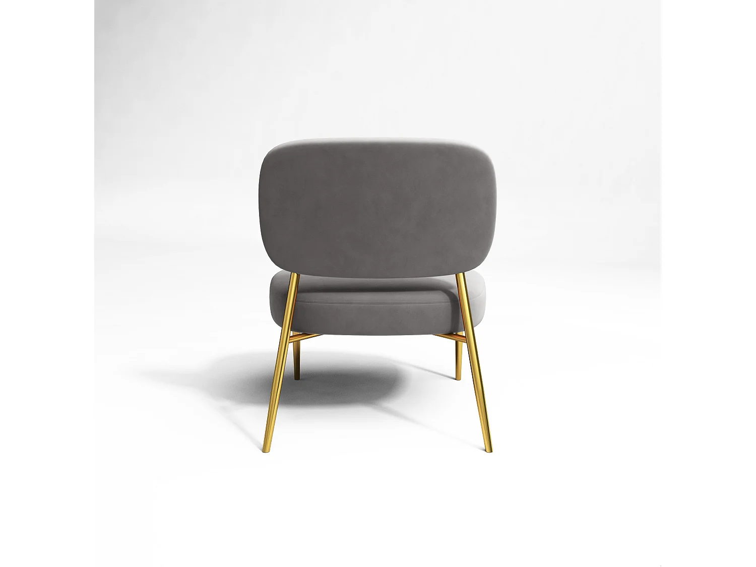 Fauteuil velours gris taupe pieds or chrome