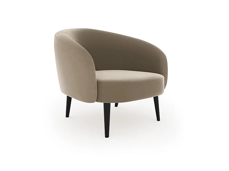 Fauteuil de salon tissu velours beige taupe Luna Marie