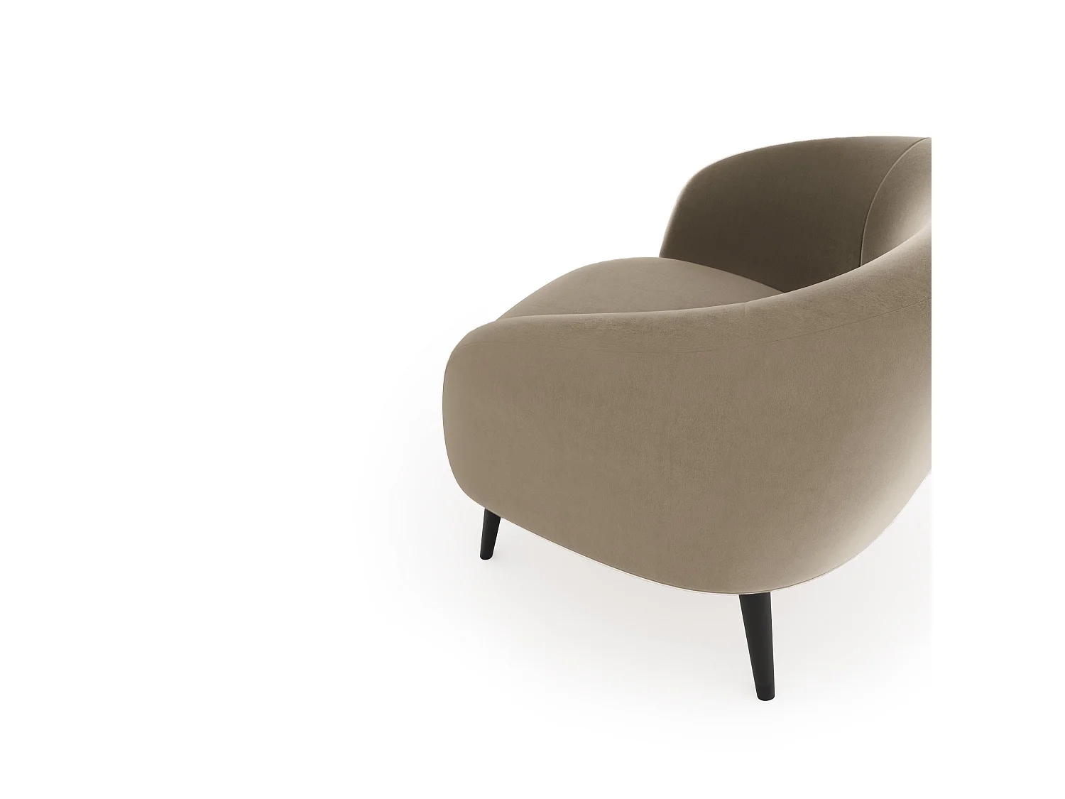 Fauteuil de salon tissu velours beige taupe Luna Marie