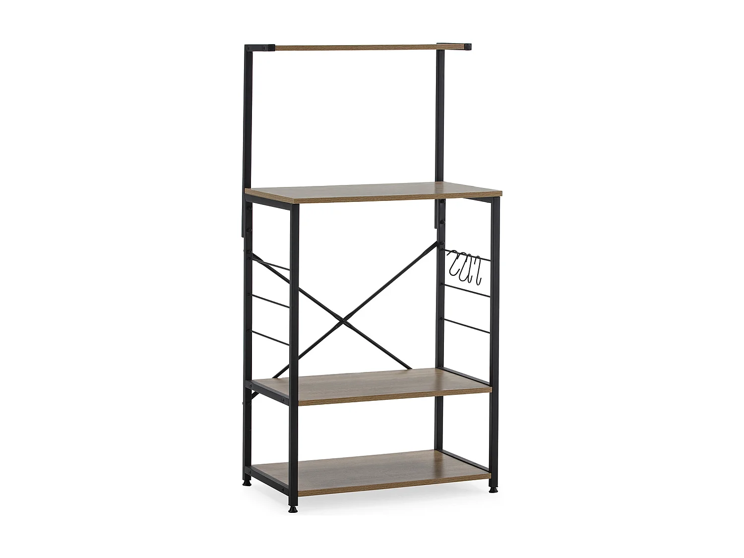 Mueble de Cocina África para microondas 4 estantes, Color Roble/Negro