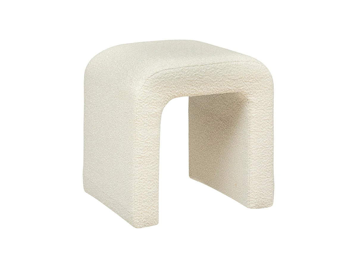 Pouf en tissu à bouclettes Blanc 41 x H 43 cm