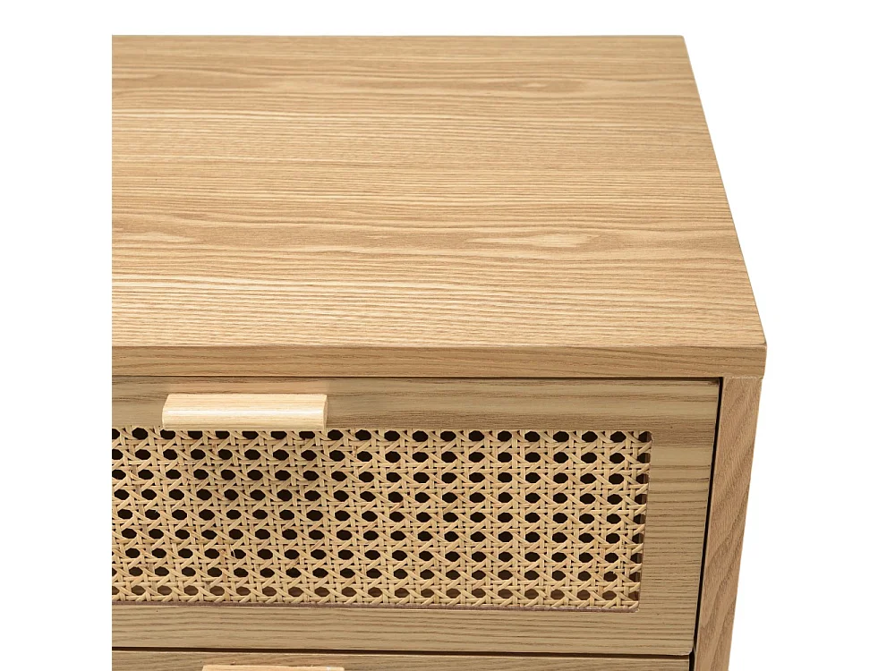 RODRIGO - Commode en bois couleur naturel 3 tiroirs cannage