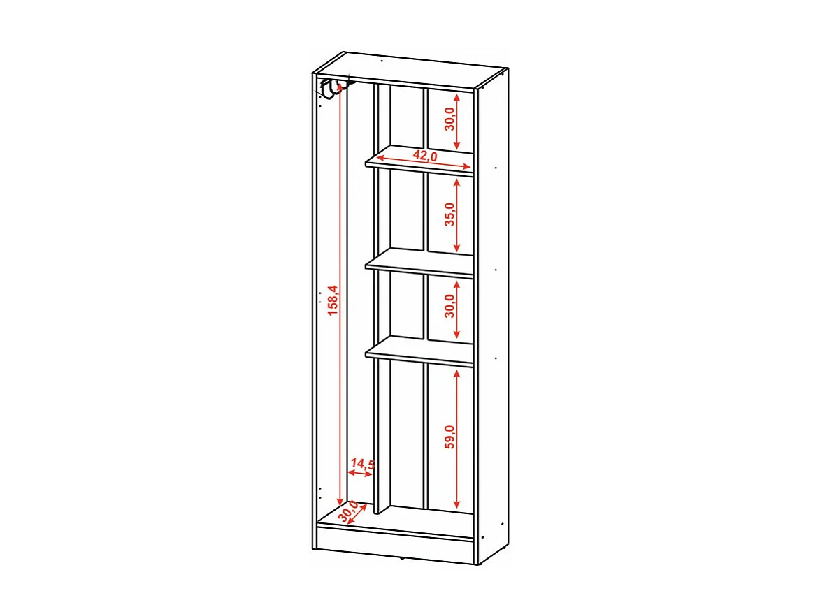 Armoire de Buanderie et Cellier Blanche 5 Niches L 61 H 170 P 31.8 cm