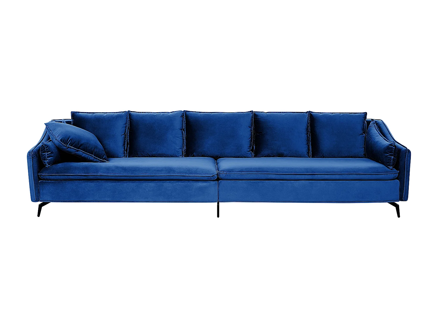 4-Sitzer Sofa Samt blau mit mehreren Kissen Wohnlandschaft Modern Glamourös Aure
