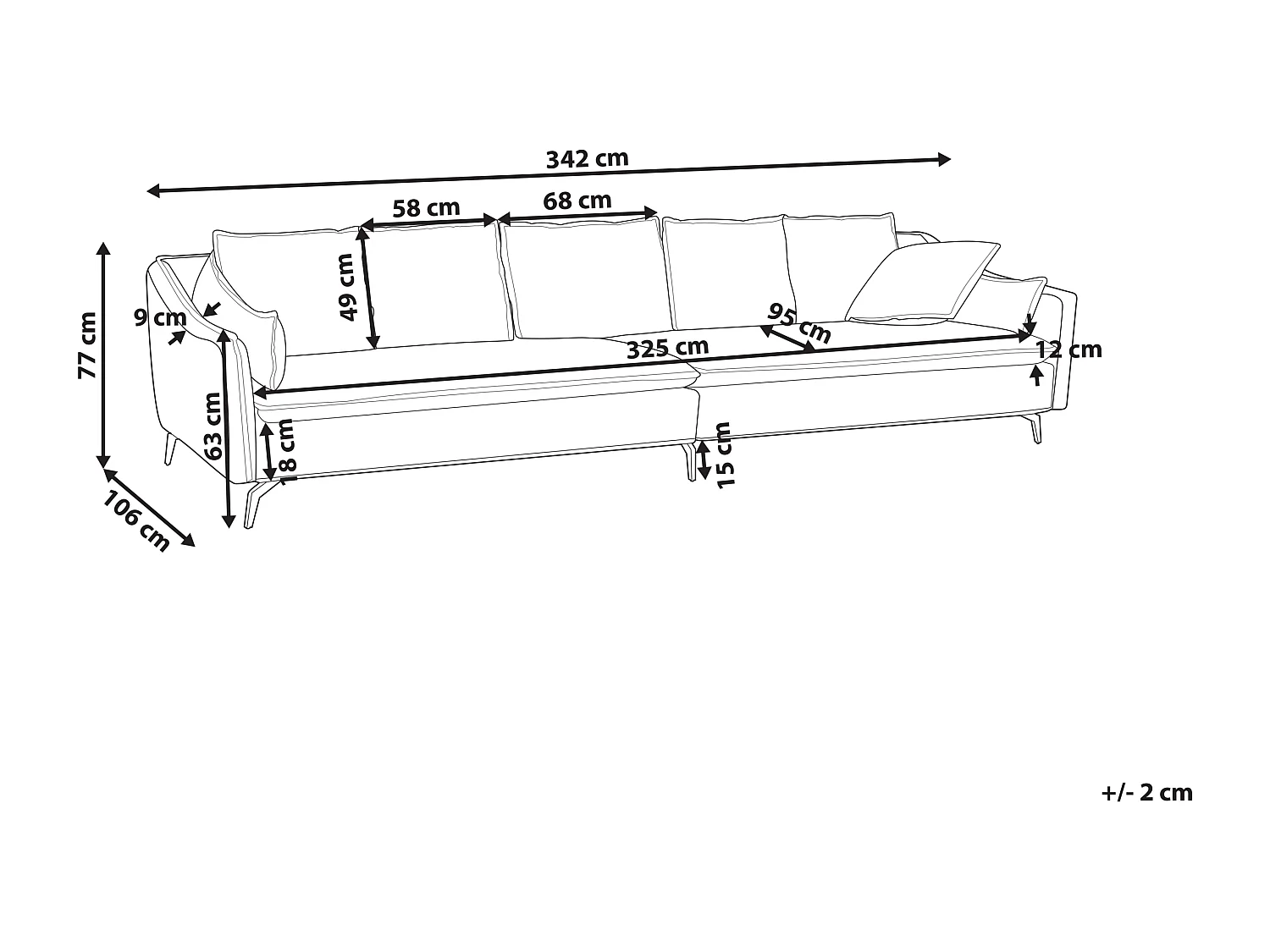 Sofá AURE Terciopelo Gris claro 4 plazas