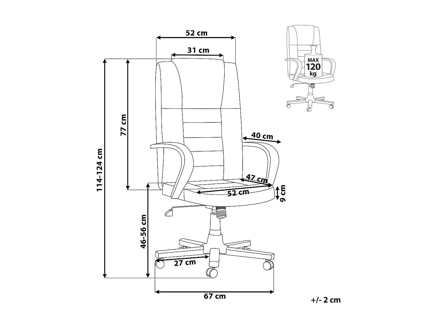 Fauteuil massant DIAMOND avec fonction chauffante Cuir Noir