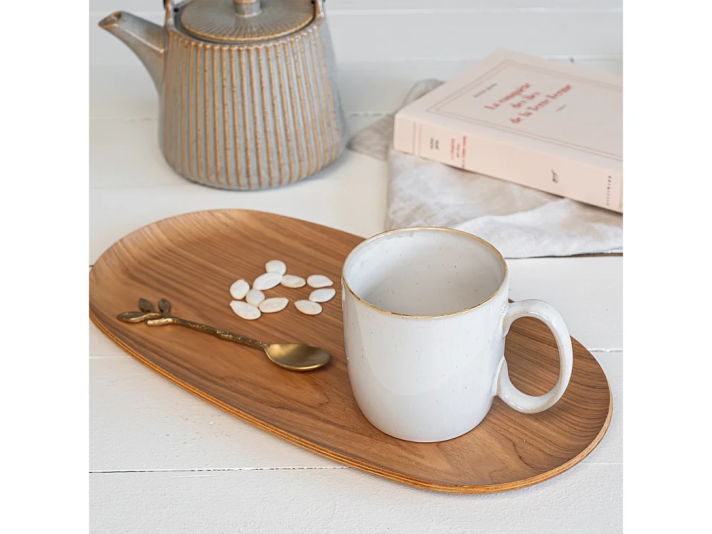 Plateau ovale bois naturel 35x18 cm