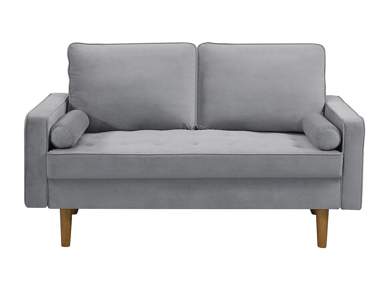 Canapé fixe en velours "Yannick" - 82 x 147 x 86 cm - 2 places - Gris clair.