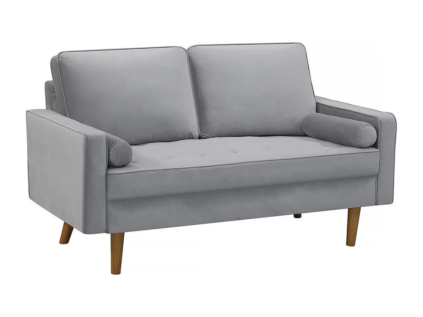 Canapé fixe en velours "Yannick" - 82 x 147 x 86 cm - 2 places - Gris clair.