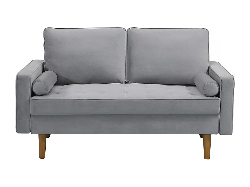 Canapé fixe en velours "Yannick" - 82 x 147 x 86 cm - 2 places - Gris clair.