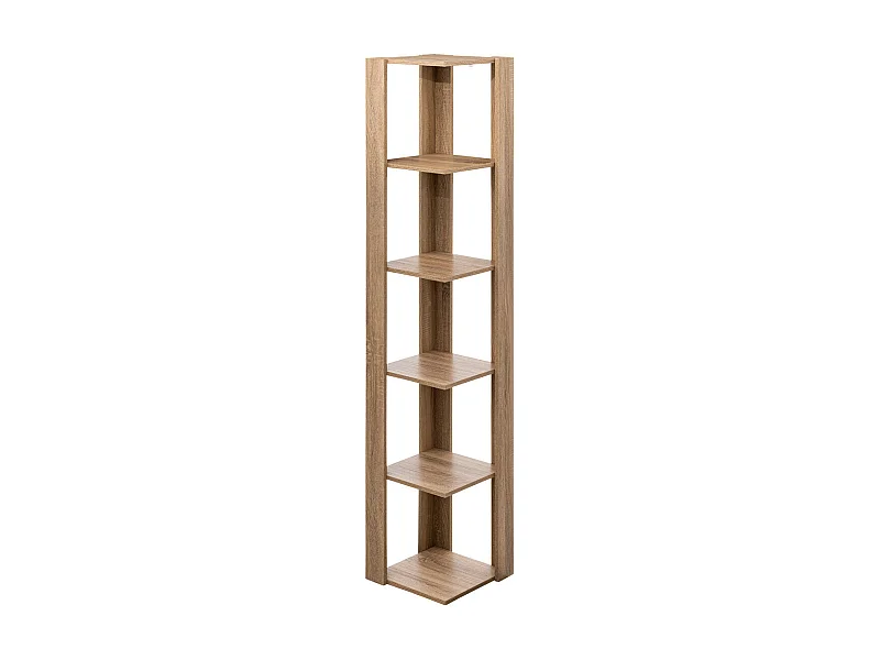 Étagère Colonne d'angle 5 niveaux Effet chêne naturel H 179 cm