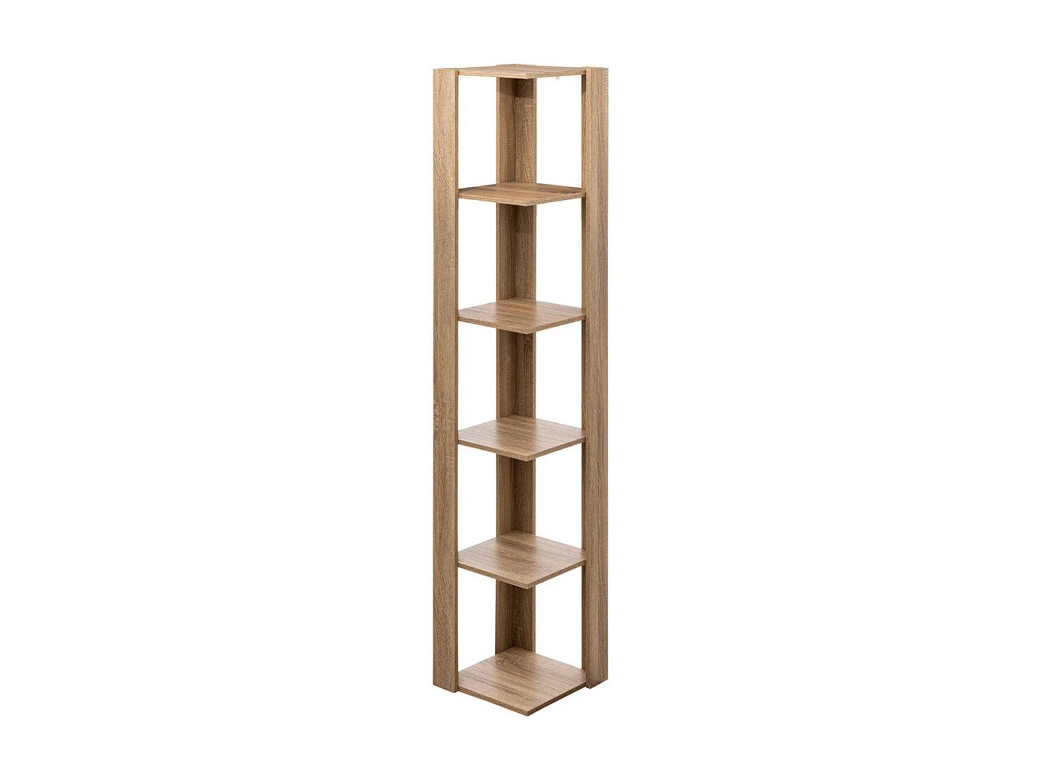Étagère Colonne d'angle 5 niveaux Effet chêne naturel H 179 cm