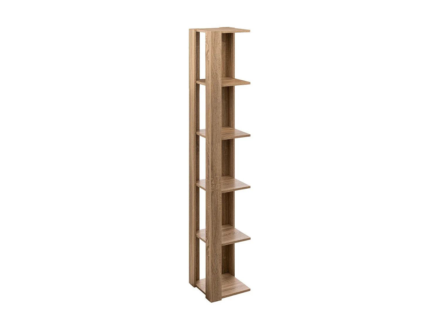 Étagère Colonne d'angle 5 niveaux Effet chêne naturel H 179 cm