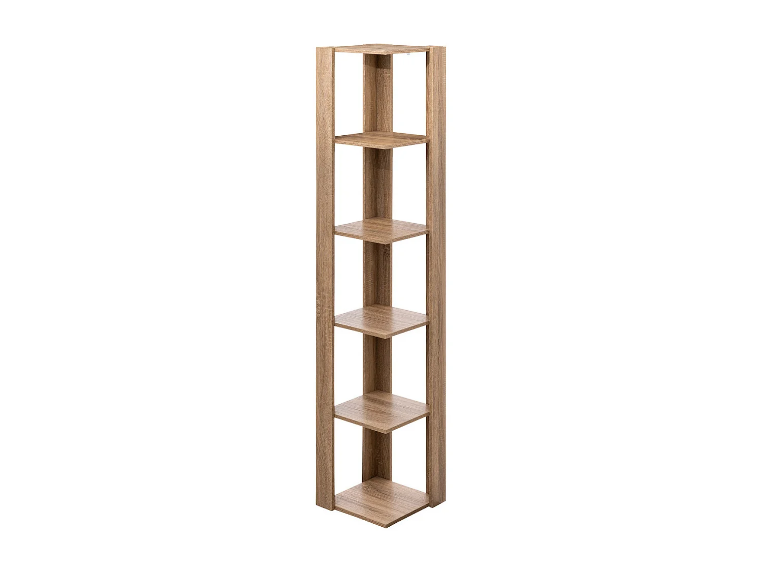Étagère Colonne d'angle 5 niveaux Effet chêne naturel H 179 cm