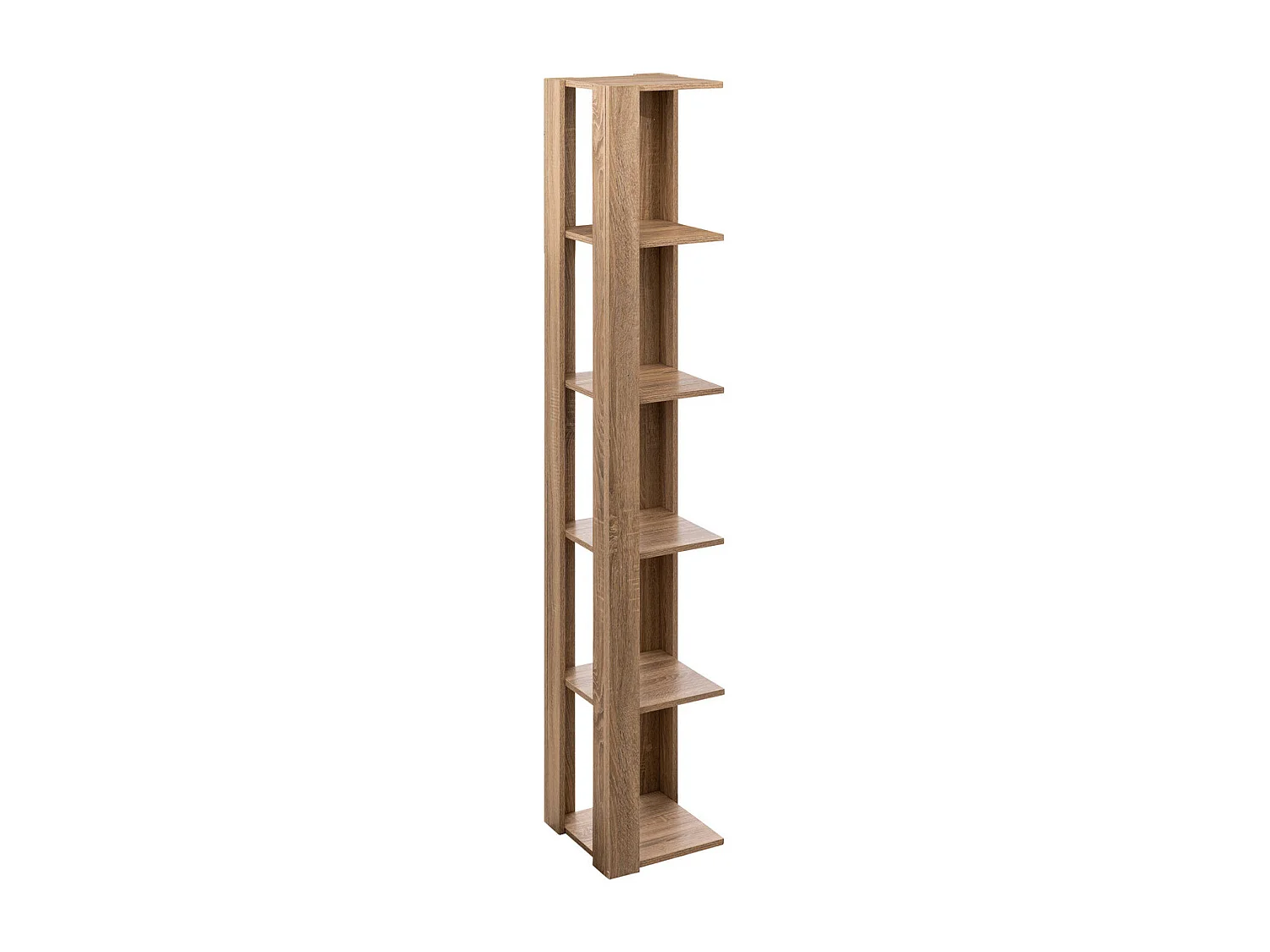 Étagère Colonne d'angle 5 niveaux Effet chêne naturel H 179 cm