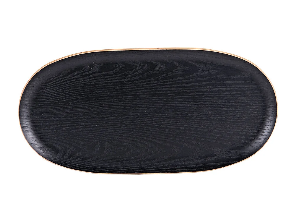 Plateau ovale bois noir 31x15 cm