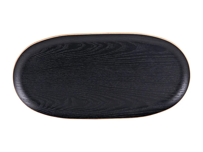 Plateau ovale bois noir 31x15 cm